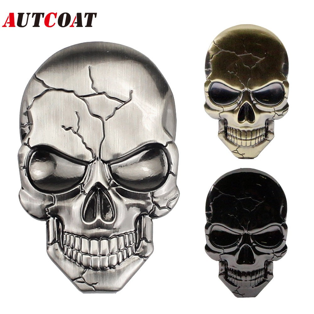 1Pcs 3D Metal Devil Skull Car Emblem Sticker Chrome Auto Badge Sticker Bumper Decal for Car SUV Truck Motorcycle