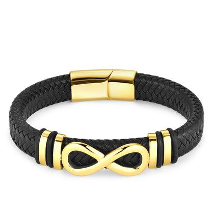 Pulseira de Aço Inoxidável Clássica de Couro Masculina, Corrente, Acessórios de Joias Elegantes para Pai e Namorado