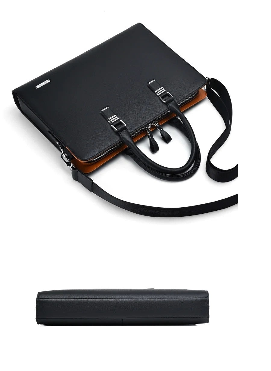 MOTAORA Genuine Leather Laptop Bag Men 14-15.6 Inch Business Briefcase Work Messenger Bag for MacBook HP Dell Acer