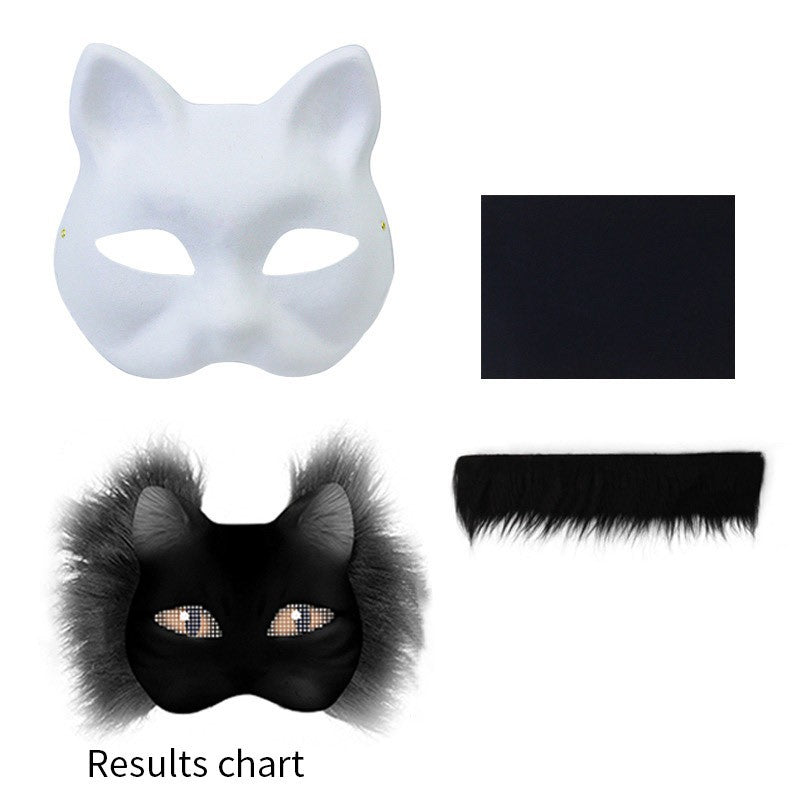 Therian Mask Kit Hand-Made Fox Themed Blank Half Face Hand-painted Mask DIY Masks For Makeup Ball Halloween Party Christmas Gift