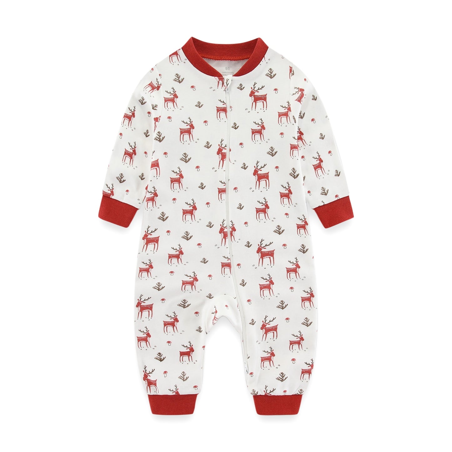 Kiddiezoom 1/2Pcs Fashion Christmas Cartoon 100%Cotton zipper Baby Boy Girl Rompers Soft newborn Clothes
