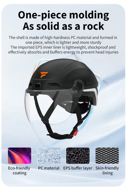 2025 Novo Capacete de Moto Inteligente com Câmera e Fone de Ouvido Bluetooth Meio Capacete Masculino Cascos Para Moto Quatro Estações DOT