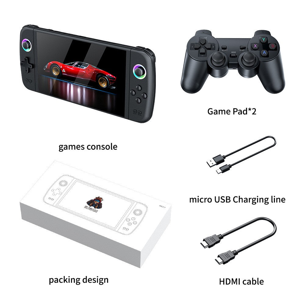 M27 Portable Pocket Retro Handheld Video Game Console 1024*600 Display 7.0 Inch Screen Gaming ?Support LINUX Emelec 64G/128G