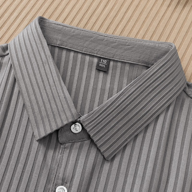 2025 New Men's Casual Fashion Striped Short Sleeved Collar Polo Shirt Breathable and Comfortable Summer Versatile T-shirt
