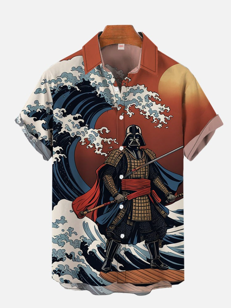 2024 Fashion Ukiyo-E Tropical Floral And Sci-Fi Space Samurai Printing turndown Collar Hawaiian Short Sleeve Shirt casual shirts