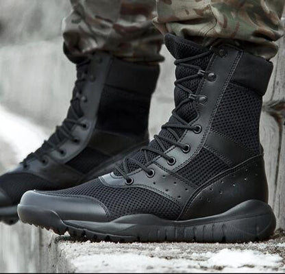 Bota Tática Leve de Verão para Combate Masculina e Feminina, Treino de Escalada, Impermeável, Caminhada ao Ar Livre, Sapatos de Malha Respirável
