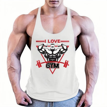 Mens Fashion Gym Singlet, Muscle Stringer Tank Top, Fitness Bodybuilding Vest, Lightweight Durable Sleeveless Workout Shirt