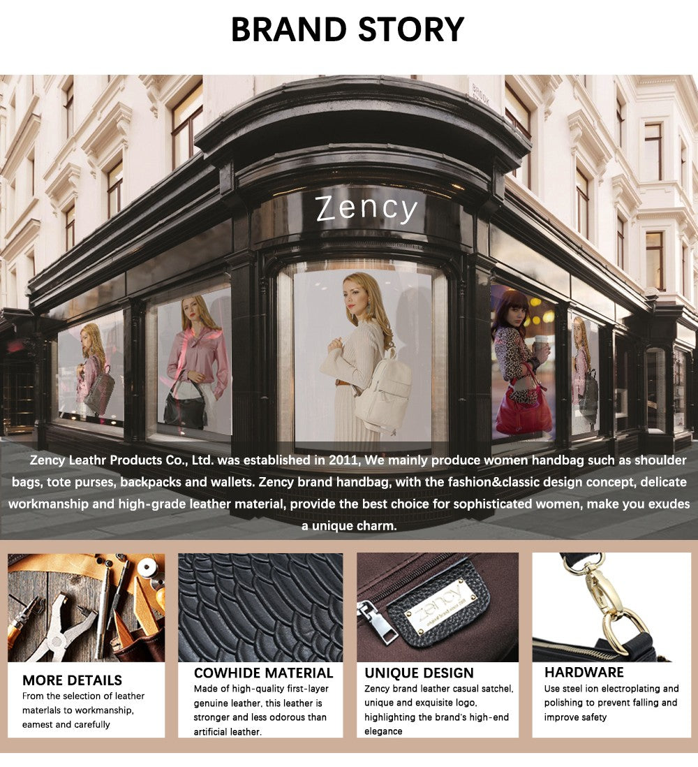 Zency Women's Handbag Genuine Leather Cowhide Cross Body Bags Ladies Shoulder Top Handle Satchel Trendy 2025 Pillow Bags Shopper