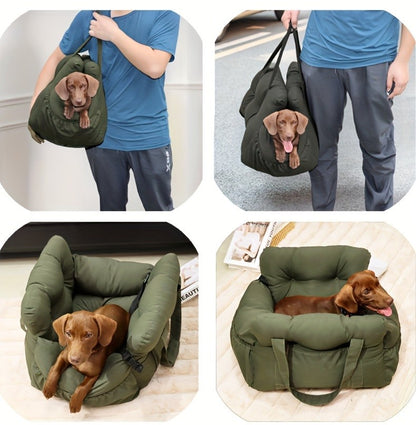 Cadeira de Carro para Cães com Cinto de Segurança - Cama para Pets Antiderrapante para Cães Pequenos, Transportador de Viagem Lavável com Cintas de Segurança para Carro
