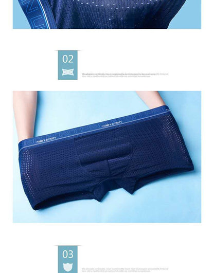 4pcs Men's Boxer Shorts Ice Silk Underwear Plus Size Underpants Cool Breathable Sexy Slim Panties Mesh Lingerie Wholesale Lots