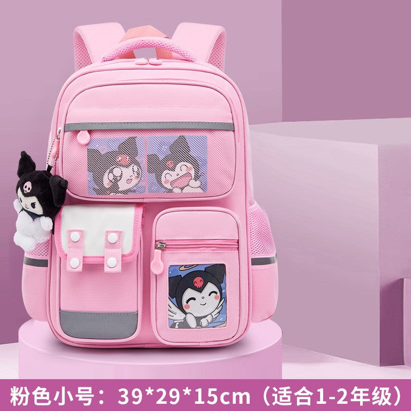 Mochila infantil de grande capacidade estilo britânico para meninas do ensino fundamental, leve, que reduz o peso e protege a coluna vertebral