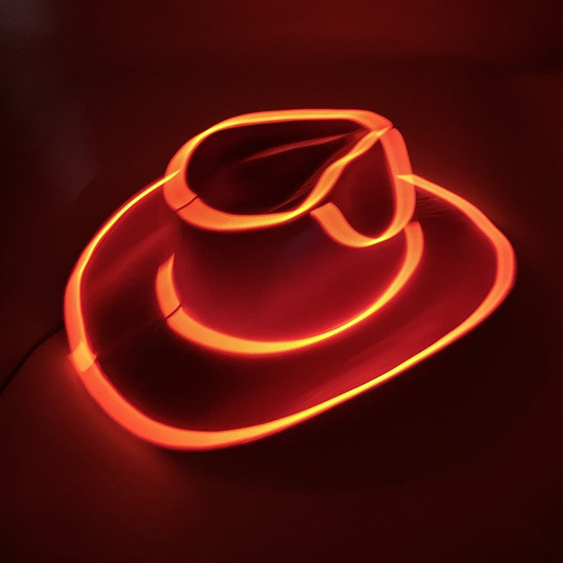 Chapéu de Cowboy LED Sem Fio, Chapéu de Cowboy Luminoso, Chapéu de Cowgirl Rosa para Discoteca, Noivas, Acessórios para Shows, Boates e Festas a Fantasia