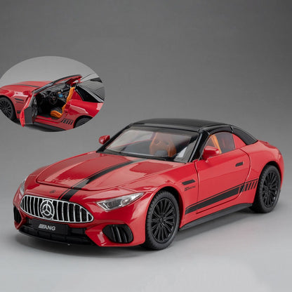 Miniatura de Carro de Brinquedo SL63 G800 na Escala 1:22, Veículos de Liga Fundida, Direção nas Rodas Dianteiras, Som, Luz, Fricção, Modelos para Presente Adulto