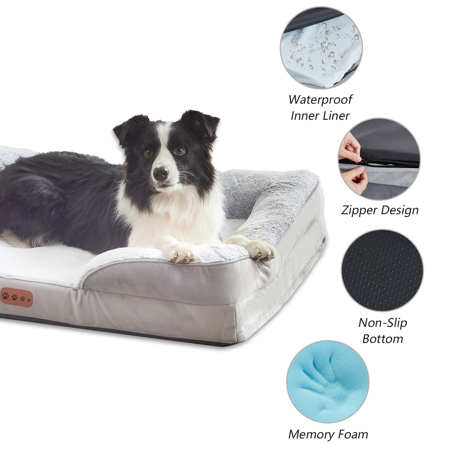 Tapete de dormir para cães de médio e grande porte Cama para cães quadrada Sofá para animais de estimação com espuma viscoelástica Almofada espessa e quente de inverno para cães Capa removível