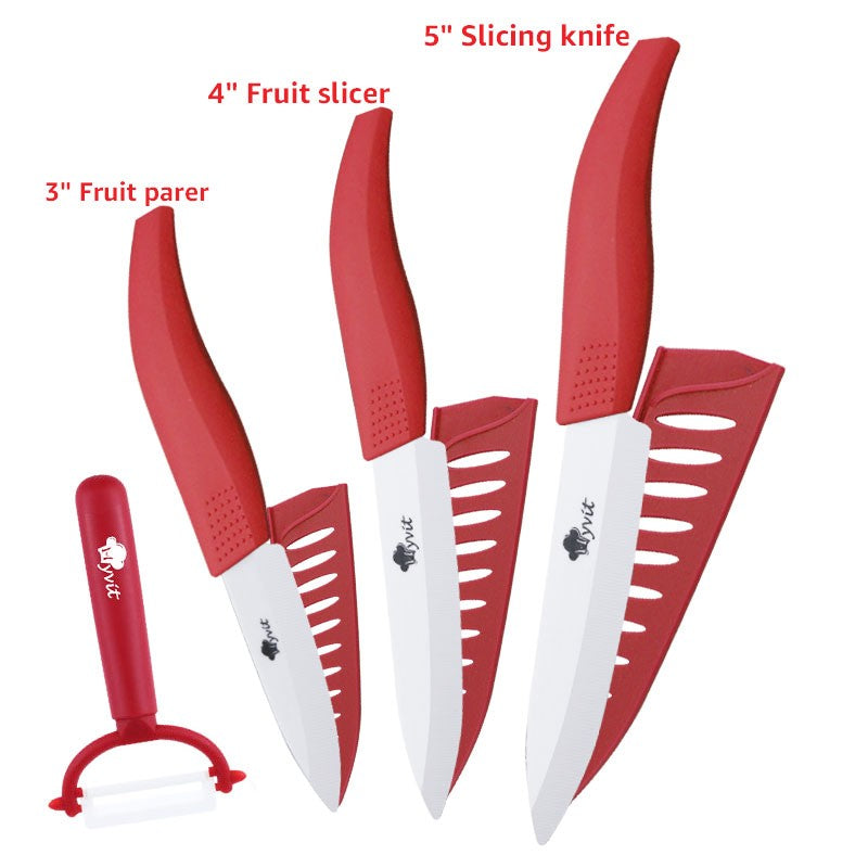 Ceramic Knives Set for Kitchen 3 4 5 6inch Chef Knife Anti-slip Handle Rustproof Blade Fruit Vegetable Slicer Paring Cook Cutter