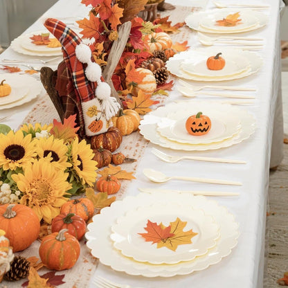 150 Pcs Ivory Plastic Plates for Party Disposable Heavy Duty Thanksgiving Plates Ivory Plastic Dinnerware Sets for 30 Guests - 6