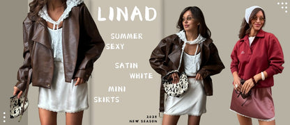 Linad Elegant Satin Embroidery Pencil Skirts Summer Sexy High Waist Split Mini S