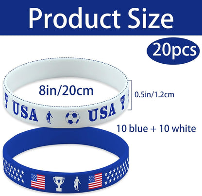 Gift 20PCS Silicone Rubber Wristbands National Team Flag Design Bracelets For Party Supplies