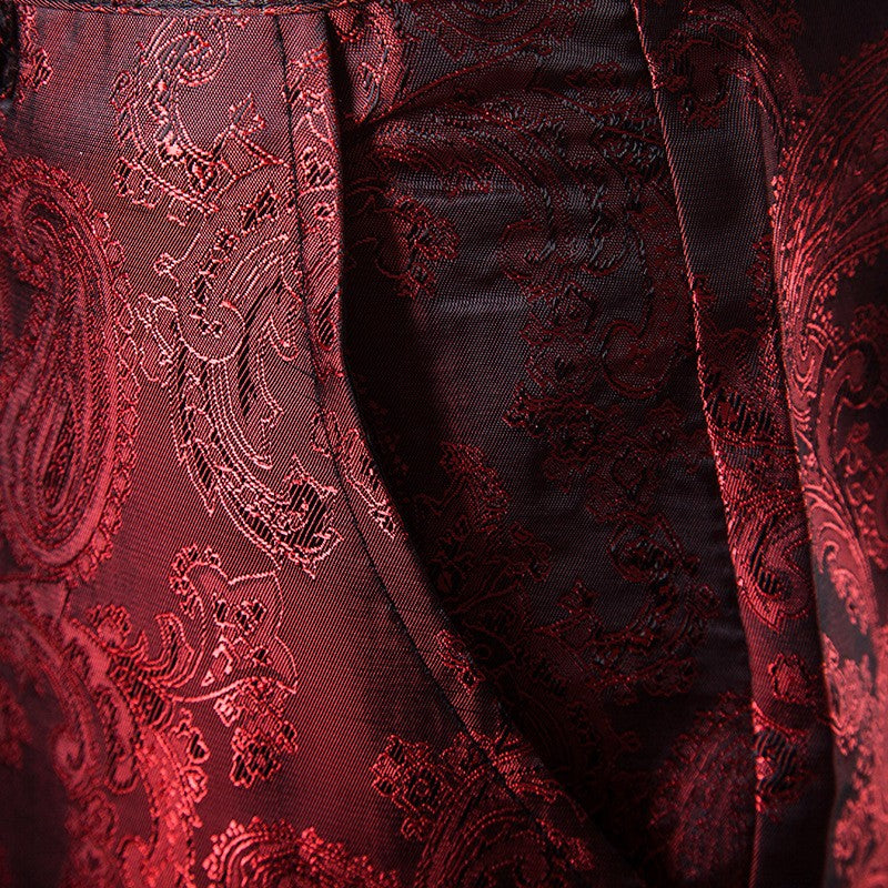 New Men Business Jacquard Suit Pants Black / Red / Purple / Navy Fashion Male Wedding Party Dress Thin Trousers