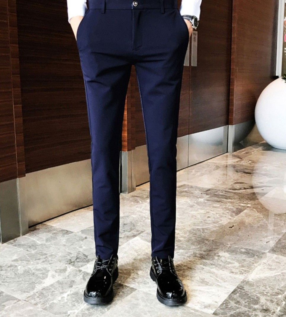 Fluid Tressed Man Suits Pants Black Office Slim Fit Trousers for Men Work Draped Clothes Offer Chinese Homme Spring Thin Casual