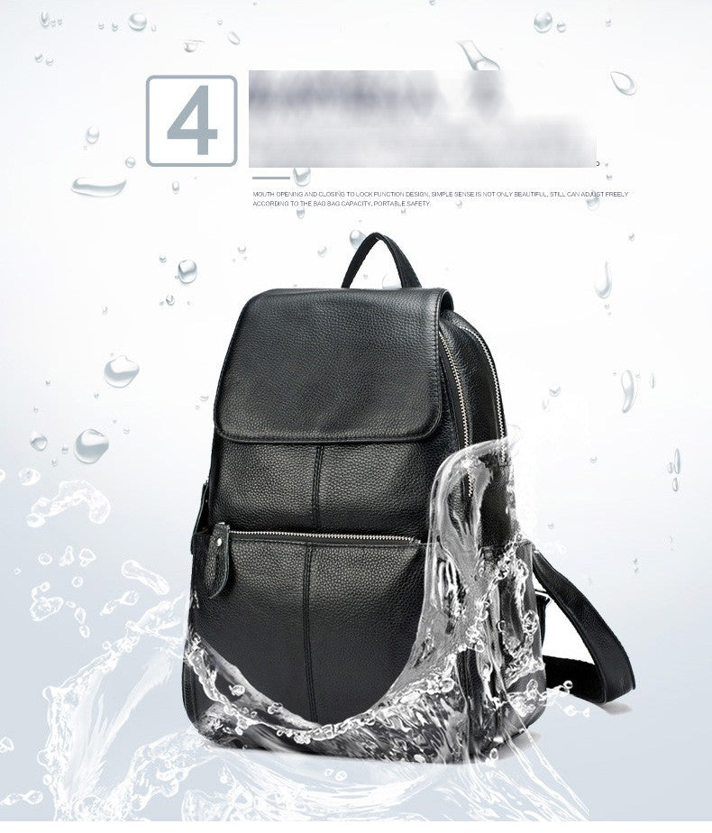 Zency Mochila Feminina Elegante Preta Branca Couro Genuíno Qualidade A++ Antifurto Grande Capacidade Mochila de Viagem Designer