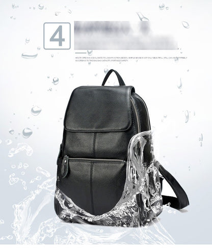 Zency Mochila Feminina Elegante Preta Branca Couro Genuíno Qualidade A++ Antifurto Grande Capacidade Mochila de Viagem Designer