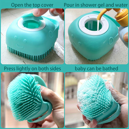 Escova de Banho para Cães Escova de Massagem para Pets Dispensador de Shampoo Escova de Silicone Macia Cerdas de Borracha para Cães e Gatos Ferramenta de Banho e Higiene