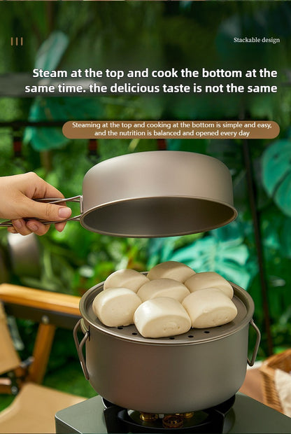 Titanium Outdoor Pot Set Picnic Camping Set Tableware Foldable Lightweight Portable Soup Pot Cooking Pot Set