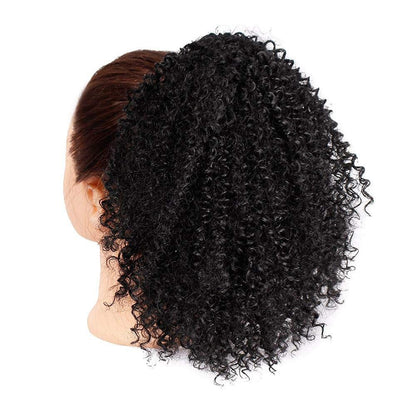 Extensões de Cabelo Afro Crespo Cacheado Rabo de Cavalo com Cordão Clip-in Extensões de Cabelo Humano Rabo de Cavalo Peças de Cabelo Crespo Cacheado Mongol