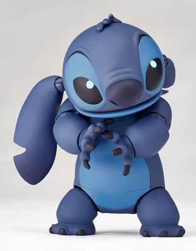 2025 Nova Figura de Ação Kaiyodo Stitch Revoltech Stitch Figura Articulada Modelo Móvel Brinquedos Versão KO Coleção Presentes Infantis