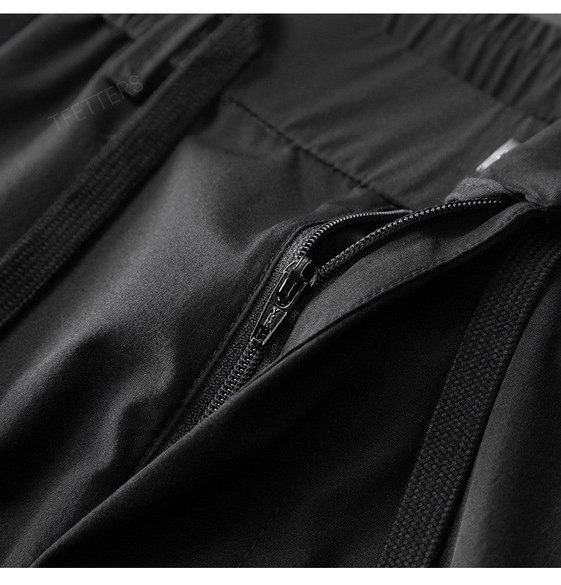 TFETTERS Brand Summer Men Pants New Elastic Waist Casual Solid Color Pants Ice Silk Thin Straight Breathable Loose Sweatpant Men