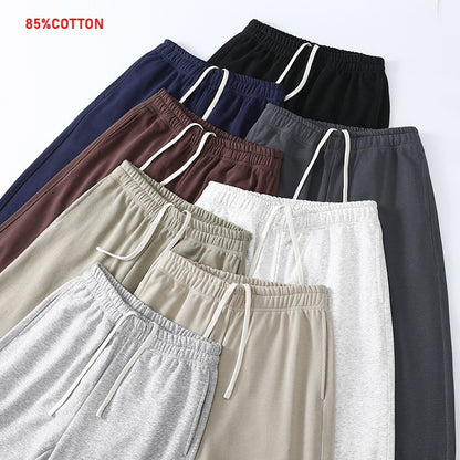 Calça de moletom reta 340G de terry, confortável, versátil, macia e suave para a pele, resistente a rugas e durável