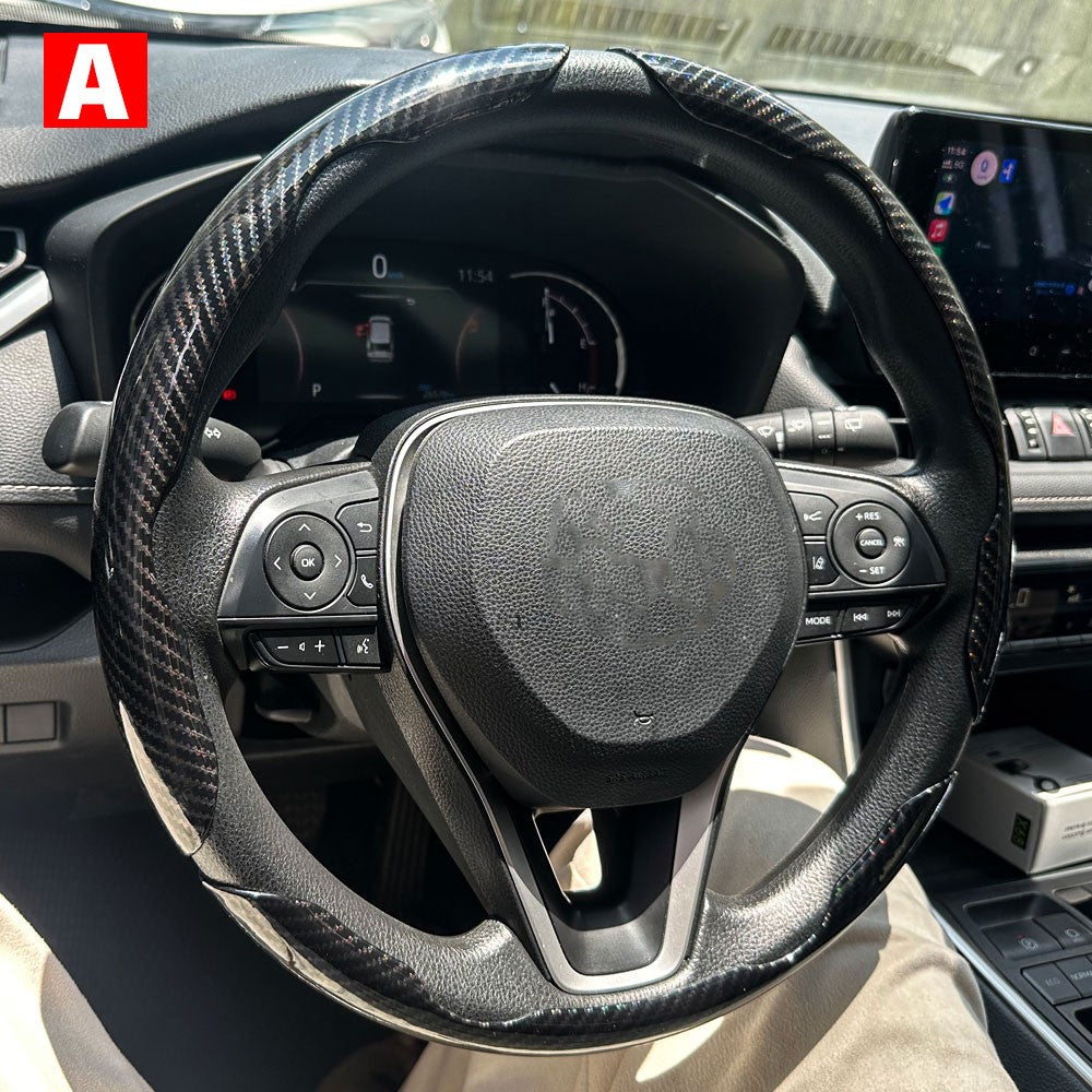 1 par de capas para volante de carro, impulsionador de microfibra, acessórios decorativos internos automotivos, fibra de carbono universal