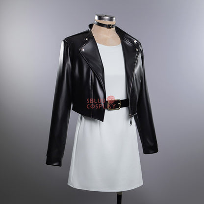 SBluuCosplay Tayama Yamada Cosplay Costume Smoking Behind the Supermarket PU Coat Dress Halloween Carnival Party Suit