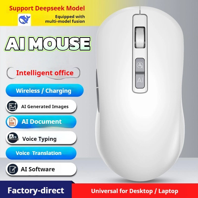 Ai Voice Mouse Wireless Bluetooth Dual-Mode Rechargeable for Laptop Pc Voice Typing Translation Deepseek Gpt intelligent Office