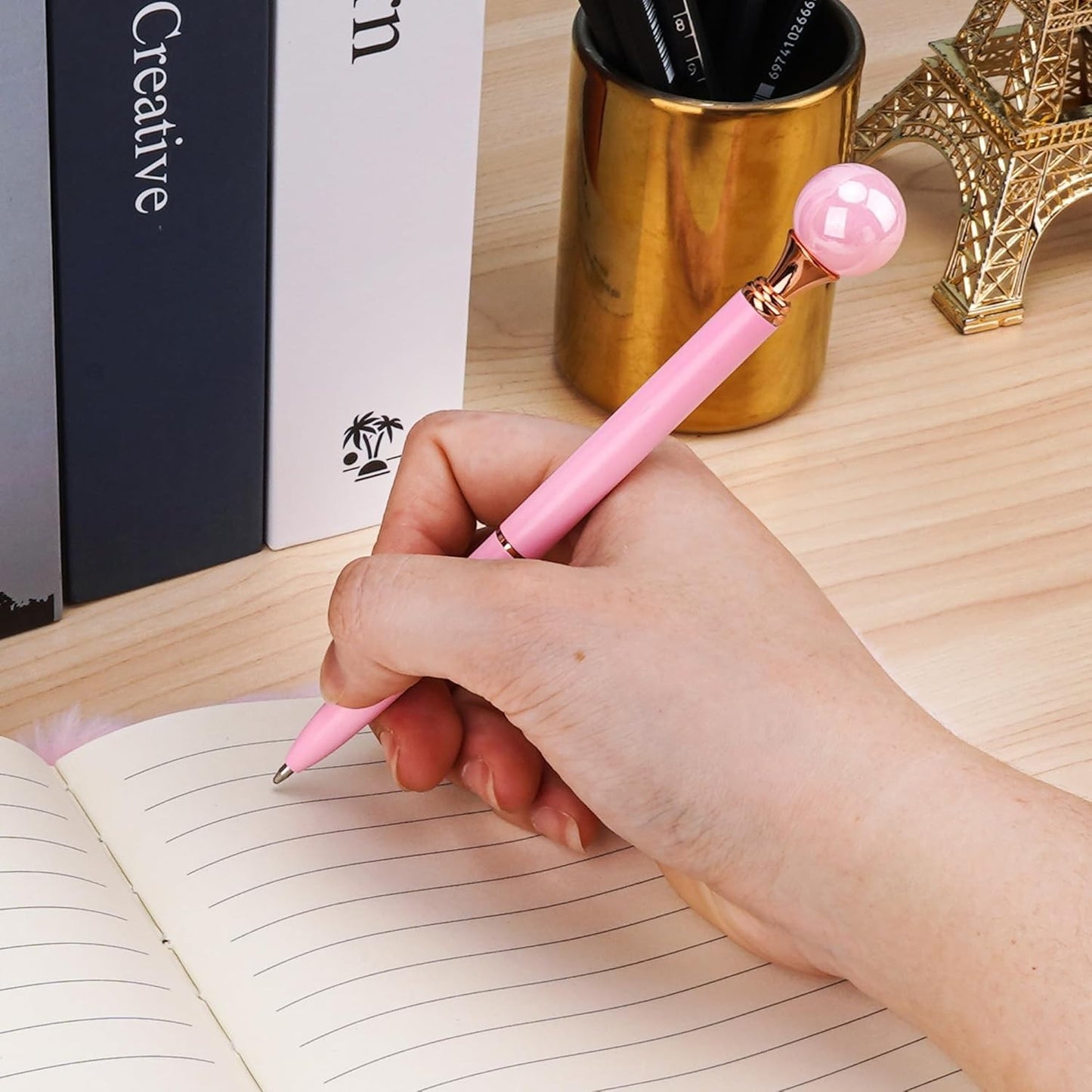 Pearl Pen Ballpoint Pens Signature Pens 1.0mm Black Ink Advertising Gift Pen for Office Home Party Christmas Birthday(3Pcs)