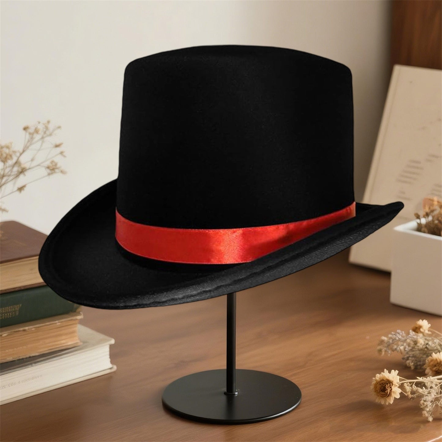 Black Top Hat for Adults Classic Tuxedo Hat Costume Magician Hat with Satin Band for Men and Women Elegant Design
