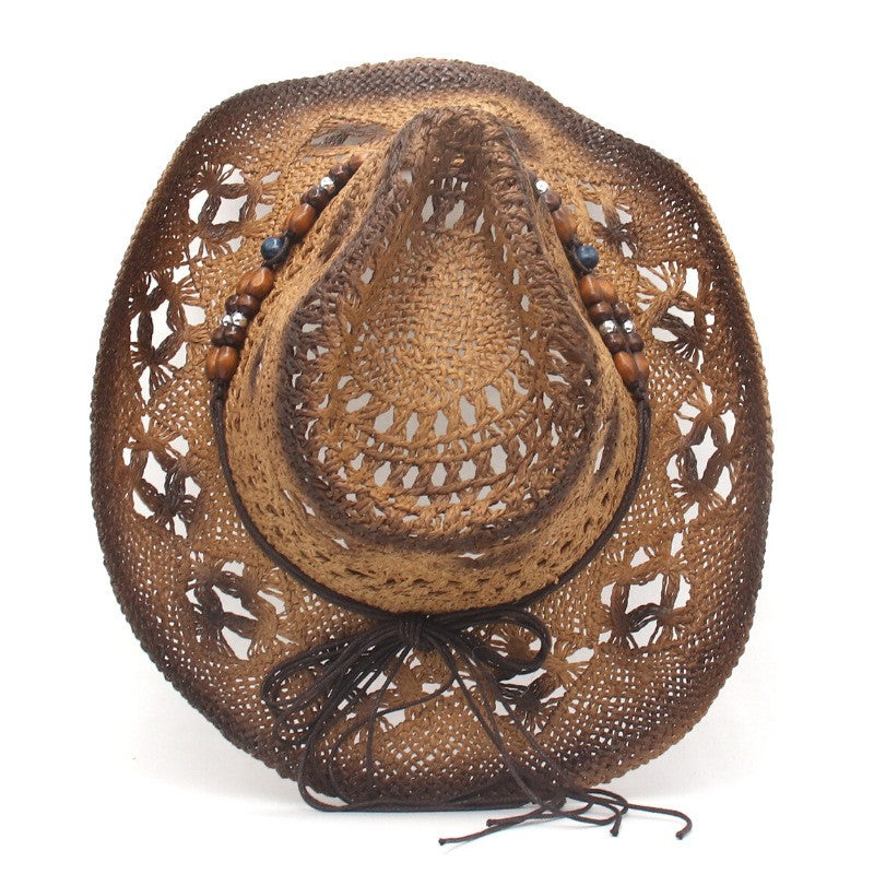 New outdoor beach sun protection and breathable cowboy hat with ethnic style, western sun protection and shading