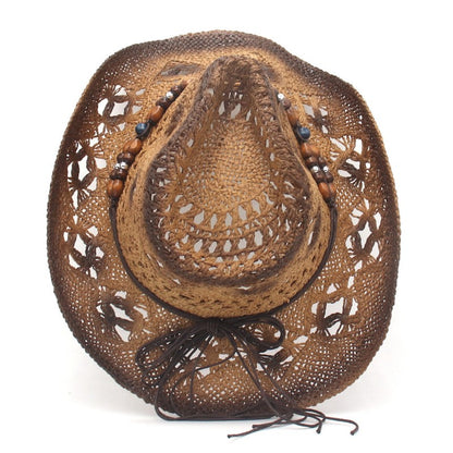 New outdoor beach sun protection and breathable cowboy hat with ethnic style, western sun protection and shading
