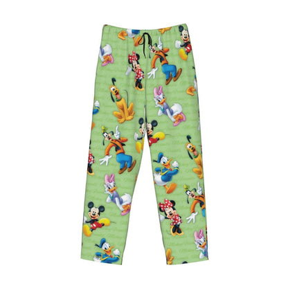 Custom Print Mickey Mouse Donald Duck Pajama Pants Men Sleep Sleepwear Bottoms with Pockets