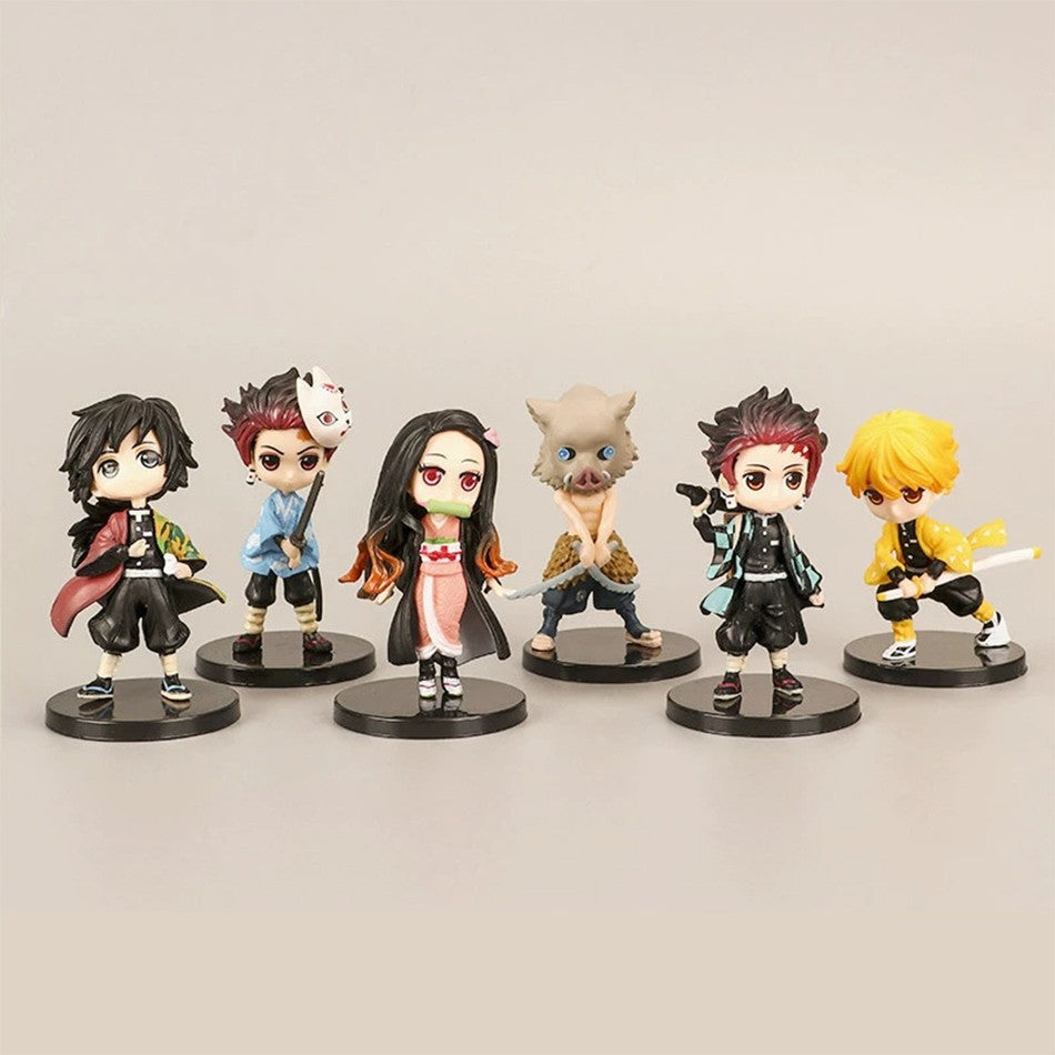 Q Posket Figure Atacado Demon Slayer Mini Estatueta 5Pcs 10Pcs 12Pcs 15Pcs Conjuntos Kimetsu No Yaiba Pequenas Bonecas de PVC Decoração de Mesa