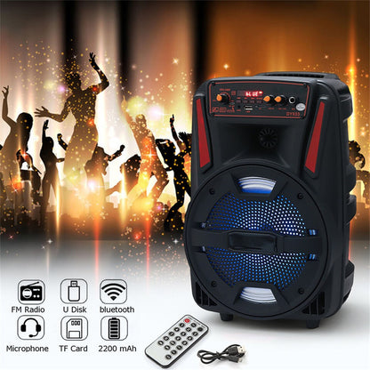 1000W Portable Bluetooth Speaker 8" Subwoofer Heavy Bass Sound System Party With Remote and Mic Led Light DJ karaoke Speaker