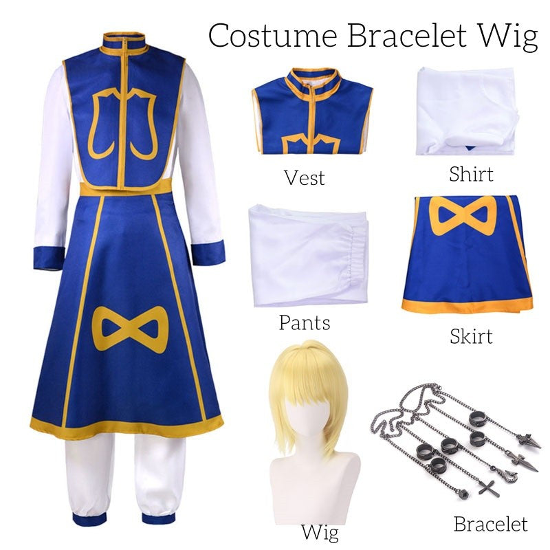 Anime Manga Hunter x Hunter Kurapika Cosplay Costume Wig Fingers Rings Chain Earrings Anime Uniforms Halloween Party Outfits
