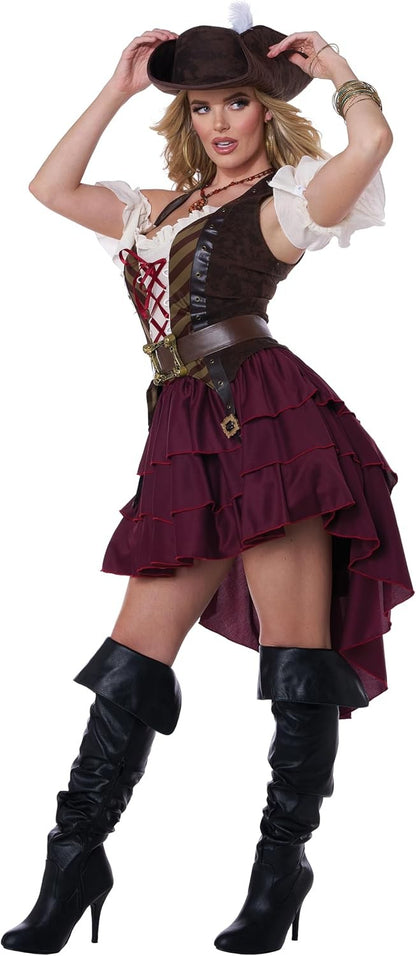 Adult Halloween Pirate Costume Women Drama Stage Performance Captain Jack Role Play Dress