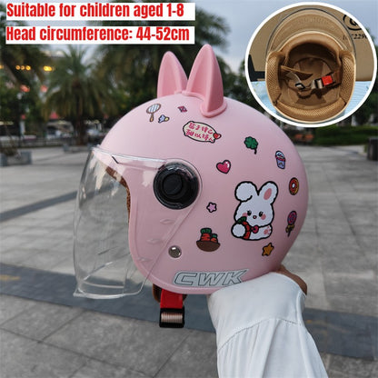 Capacete de segurança infantil de 1 a 8 anos para outono e inverno, à prova de vento e quente, meio capacete com algodão espesso e antiembaçamento