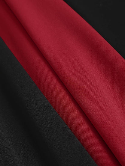 European and American fashion women's plus-size skirt color matching buttonhole lace-up high waist A-line skirt