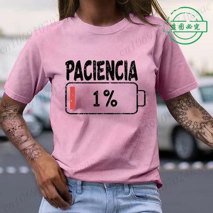 Vibrant Spanish Letter Print T-Shirts Short Sleeve Womens Casual Sports T-Shirts Summer Short Sleeved Harajuku Streetwear Tops