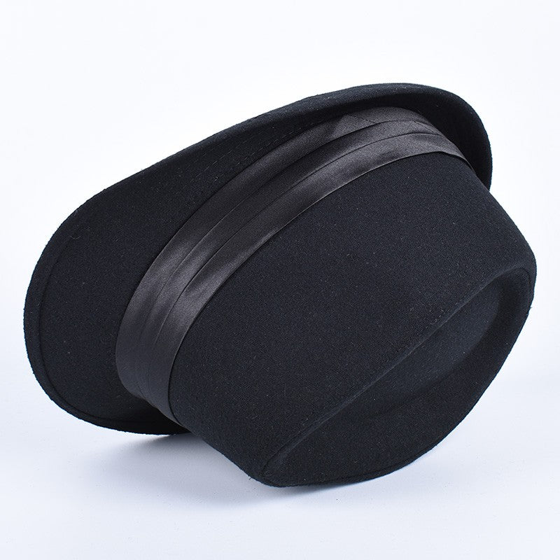 Classic Fedora Men's Hats 2025 Casual Short Sleeve Trilby Top Hat French England Elegant Ribbon Jazz Cap Fedoras Black Felt Hat