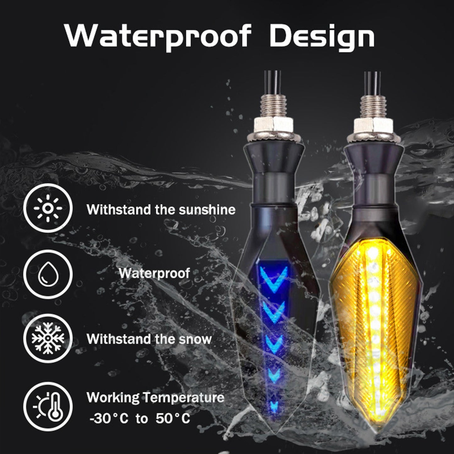 2 Peças de Pisca-pisca LED Universal para Moto Luz Âmbar Indicador de Seta Luzes Intermitentes
