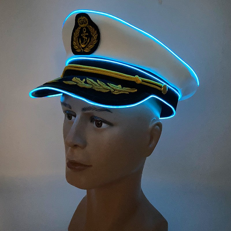New Luminous Navy Hat Men Women Costume Cosplay Navy Cool Props Hats Glowing For Night